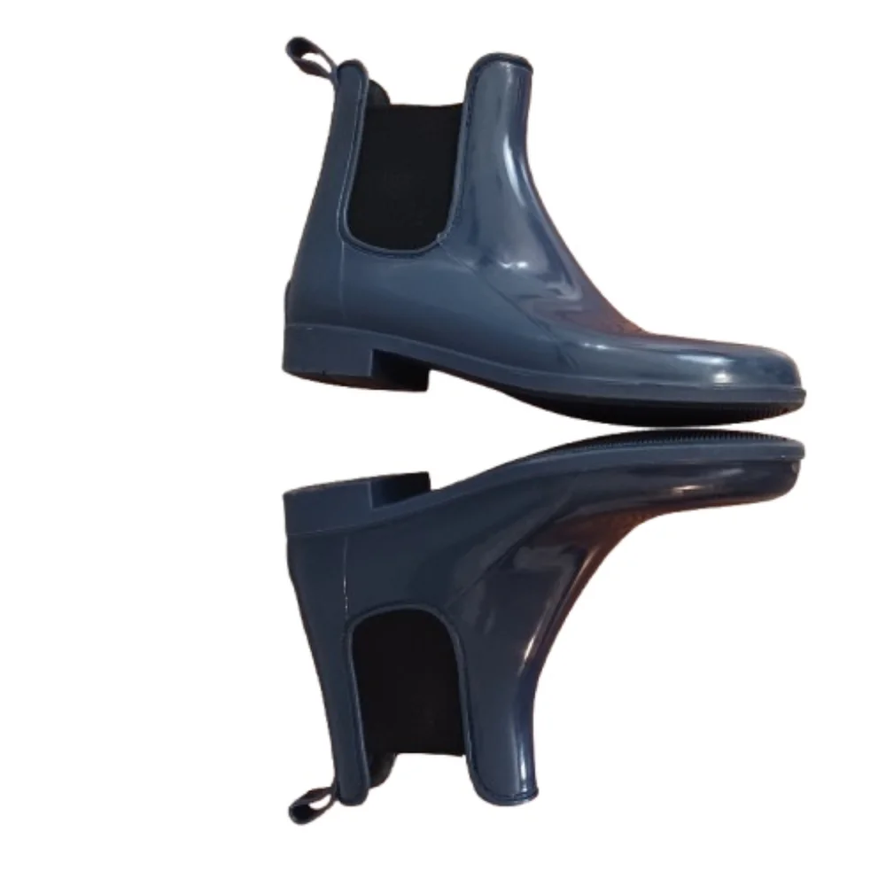 J. Crew Women's Blue Pull On Chelsea Rubber Ankle Rain Boots Size 9